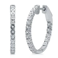 Womens 1/10 CT. T.W. Natural White Diamond Sterling Silver 22.8mm Hoop Earrings
