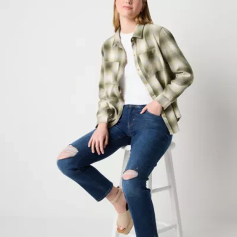 a.n.a Womens Tall Cuffed Long Sleeve Regular Fit Button-Down Shirt