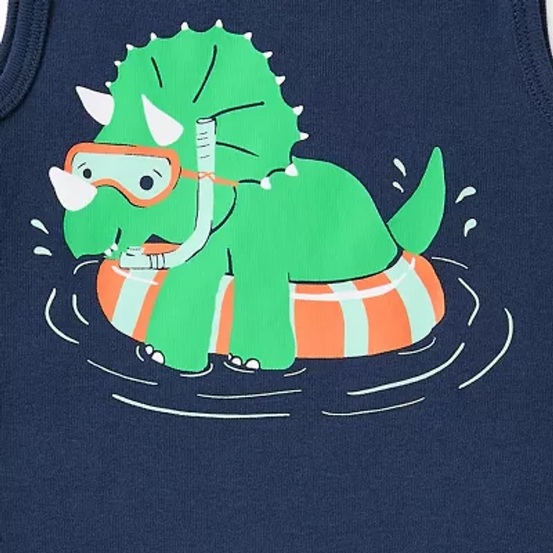 Okie Dokie Baby Boys Crew Neck Sleeveless Rib Bodysuit