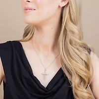 H-I / I1) Womens 1/2 CT. T.W. Lab Grown White Diamond 10K Two Tone Gold Cross 18 Inch Pendant Necklace