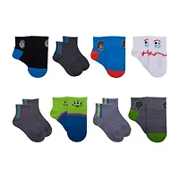 Disney Collection Little & Big Kid Boys 8 Pair Toy Story Quarter Ankle Socks