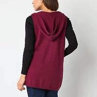 Liz Claiborne Knit Hooded Womens Sleeveless Vest