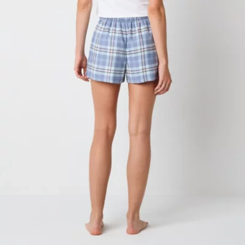 Arizona Body Womens Flannel Juniors Pajama Shorts