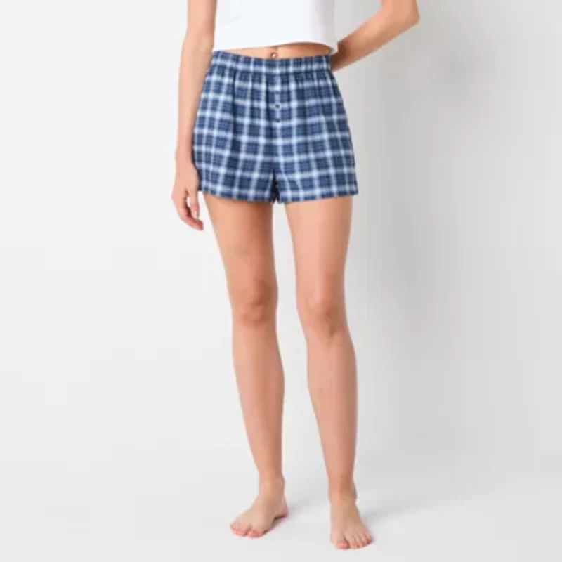 Arizona Body Womens Flannel Juniors Pajama Shorts