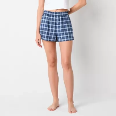 Arizona Body Womens Flannel Juniors Pajama Shorts