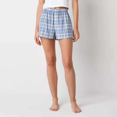 Arizona Body Womens Flannel Juniors Pajama Shorts