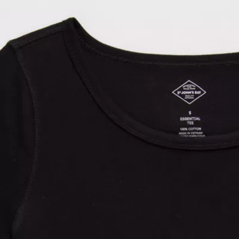 St. John's Bay Womens Easy-on + Easy-off Crew Neck Long Sleeve Adaptive T-Shirt