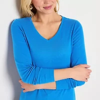 St. John's Bay Womens V Neck Long Sleeve T-Shirt