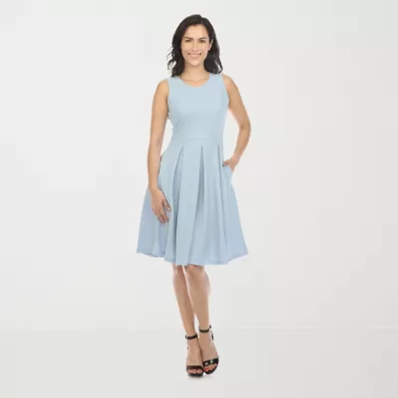 White Mark Womens Sleeveless Fit + Flare Dress