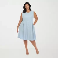 White Mark Womens Sleeveless Plus Fit + Flare Dress
