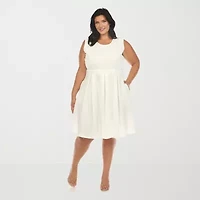 White Mark Womens Plus Sleeveless Fit + Flare Dress