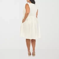White Mark Womens Plus Sleeveless Fit + Flare Dress