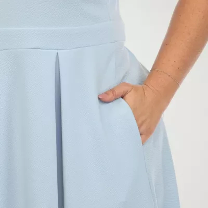 White Mark Womens Sleeveless Plus Fit + Flare Dress