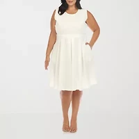 White Mark Womens Plus Sleeveless Fit + Flare Dress