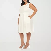 White Mark Womens Plus Sleeveless Fit + Flare Dress