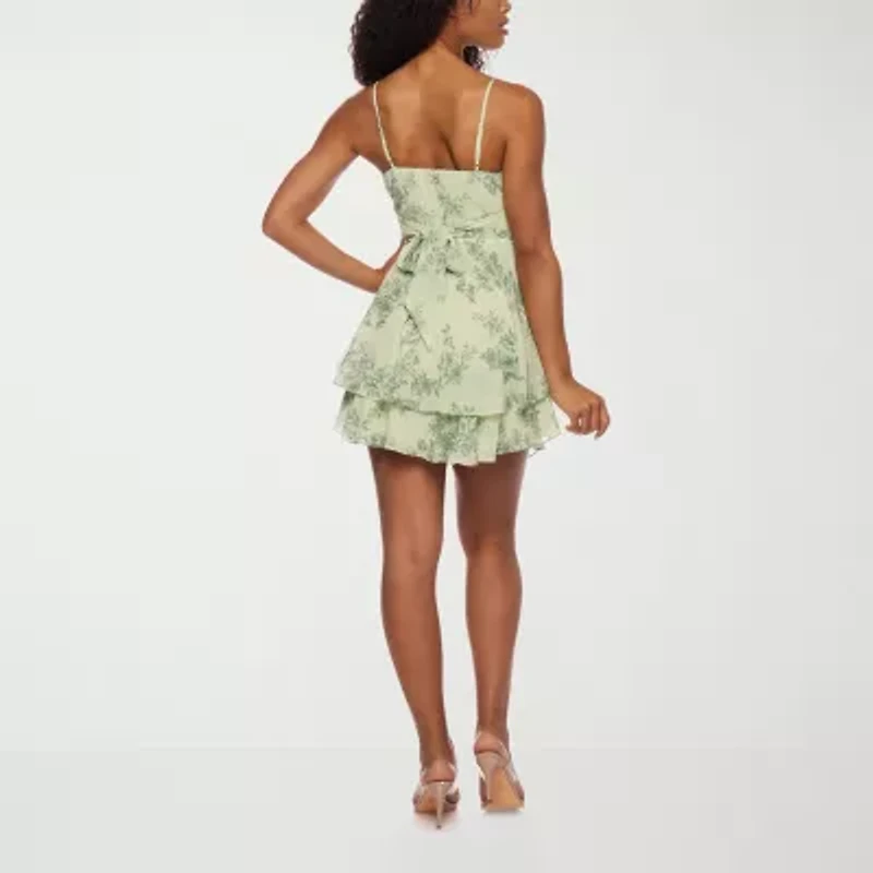 B. Smart Womens Juniors Sleeveless Floral Fit + Flare Dress