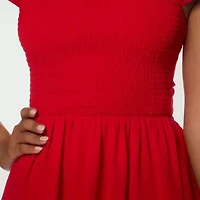 B. Smart Womens Juniors Short Sleeve Fit + Flare Dress