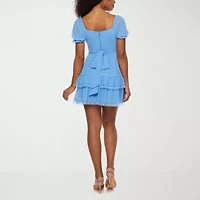 B. Smart Womens Short Sleeve Juniors Fit + Flare Dress