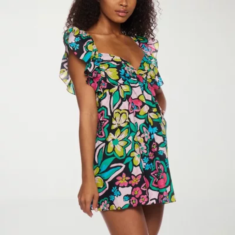 B. Smart Womens Sleeveless Juniors Floral Babydoll Dress