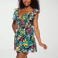 B. Smart Womens Sleeveless Juniors Floral Babydoll Dress
