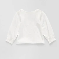 Okie Dokie Baby Girls Round Neck Long Sleeve Graphic T-Shirt