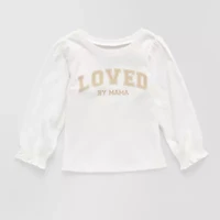 Okie Dokie Baby Girls Round Neck Long Sleeve Graphic T-Shirt