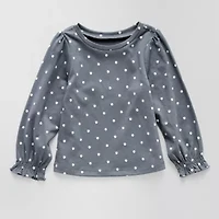 Okie Dokie Baby Girls Round Neck Long Sleeve Graphic T-Shirt