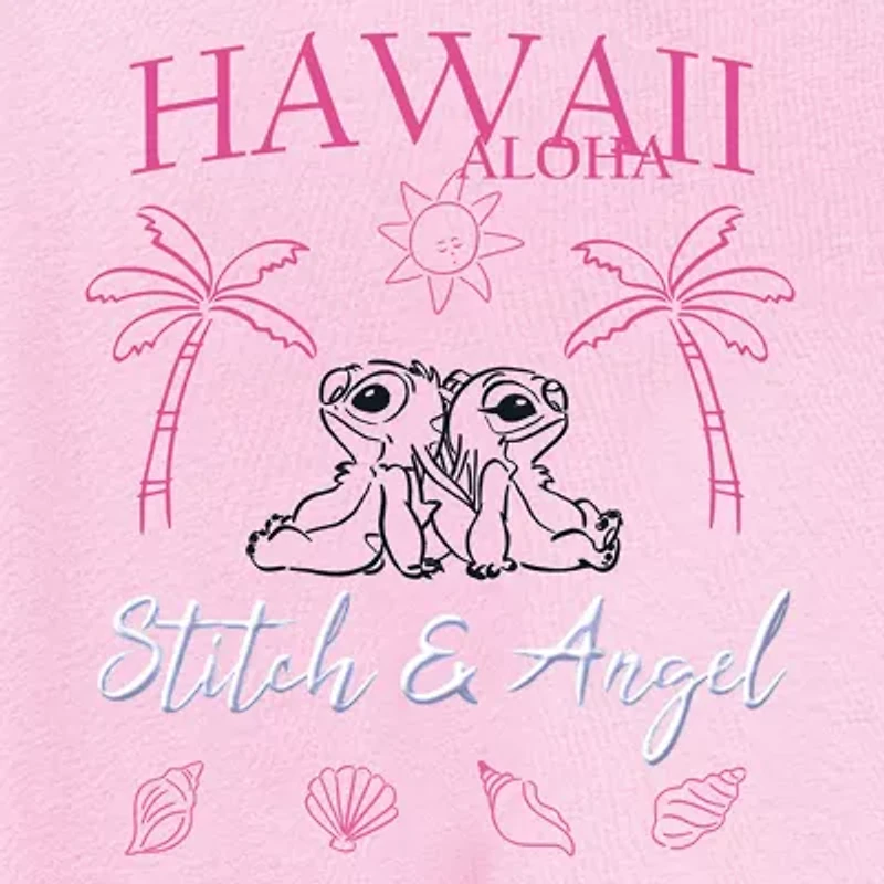 Little & Big Kid Girls Round Neck Short Sleeve Regular Fit Lilo Stitch Graphic T-Shirt