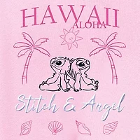 Little & Big Kid Girls Round Neck Short Sleeve Regular Fit Lilo Stitch Graphic T-Shirt