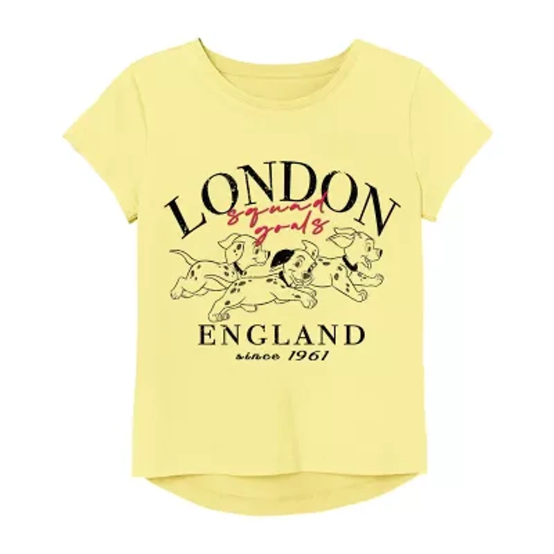 Little & Big Kid Girls Round Neck Short Sleeve Regular Fit 101 Dalmatians Graphic T-Shirt