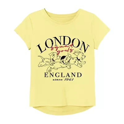 Little & Big Kid Girls Round Neck Short Sleeve Regular Fit 101 Dalmatians Graphic T-Shirt