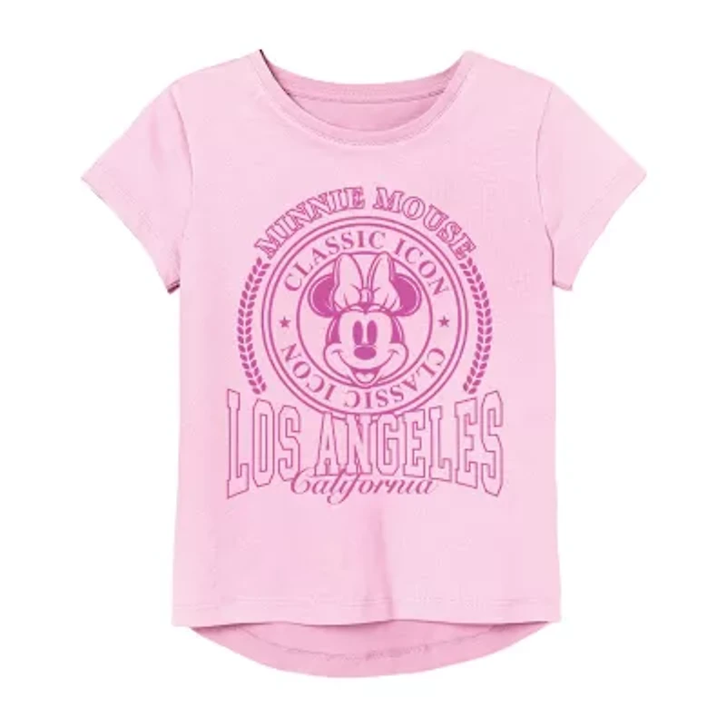 Little & Big Kid Girls Round Neck Short Sleeve Regular Fit Minnie Mouse Graphic T-Shirt