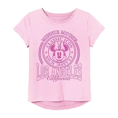 Little & Big Kid Girls Round Neck Short Sleeve Regular Fit Minnie Mouse Graphic T-Shirt