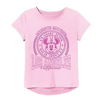 Little & Big Kid Girls Round Neck Short Sleeve Regular Fit Minnie Mouse Graphic T-Shirt