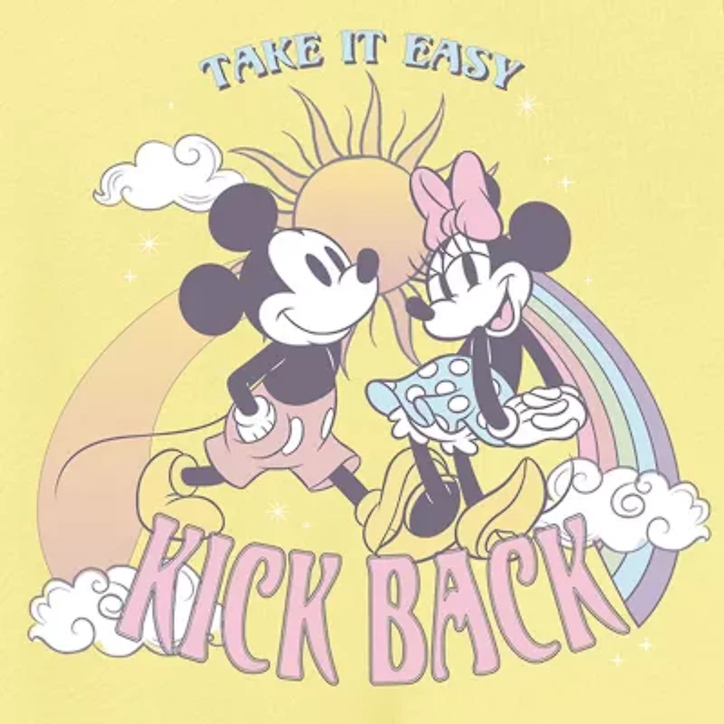 Little & Big Kid Girls Round Neck Short Sleeve Regular Fit Mickey Mouse Graphic T-Shirt