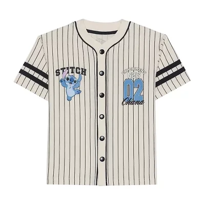 Disney Collection Little & Big Kid Boys Y Neck Lilo Stitch Short Sleeve Jersey