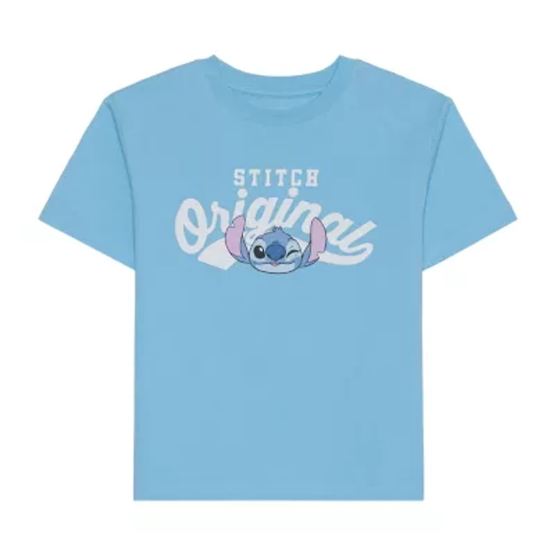 Disney Collection Little & Big Kid Boys Crew Neck Short Sleeve Regular Fit Lilo Stitch Graphic T-Shirt