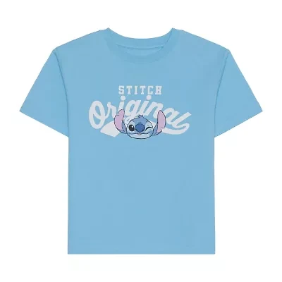 Disney Collection Little & Big Kid Boys Crew Neck Short Sleeve Regular Fit Lilo Stitch Graphic T-Shirt