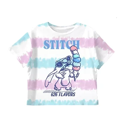 Disney Collection Little & Big Kid Girls Crew Neck Short Sleeve Regular Fit Lilo Stitch Graphic T-Shirt