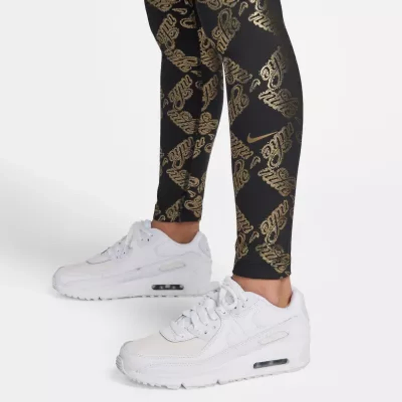 Nike Dri-Fit One Big Kid Girls Quick Dry Knit Active Slim Full Length Leggings