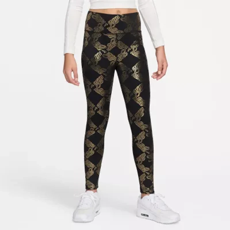 Nike Dri-Fit One Big Kid Girls Quick Dry Knit Active Slim Full Length Leggings