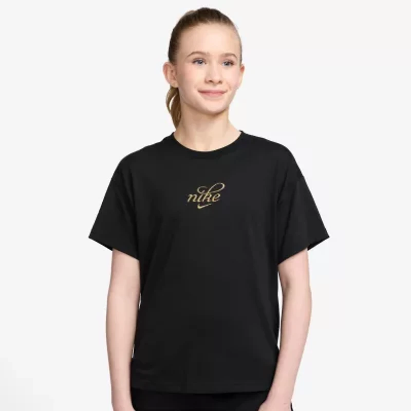 Nike Big Kid Girls Crew Neck Short Sleeve Regular Fit Graphic T-Shirt