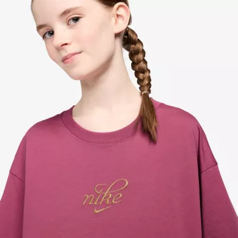Nike Big Kid Girls Crew Neck Short Sleeve Regular Fit Graphic T-Shirt