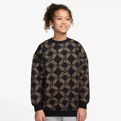Nike Club Big Kid Girls Crew Neck Fleece Long Sleeve Sweatshirt