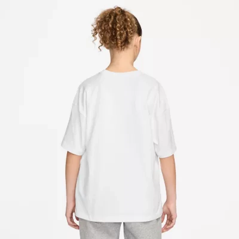 Nike Club Big Kid Girls Crew Neck Short Sleeve Oversized Graphic T-Shirt