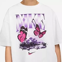 Nike Club Big Kid Girls Crew Neck Short Sleeve Oversized Graphic T-Shirt