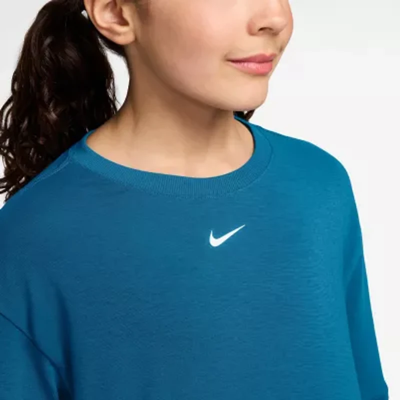 Nike Dri-Fit One Big Kid Girls Crew Neck Short Sleeve Regular Fit Graphic T-Shirt