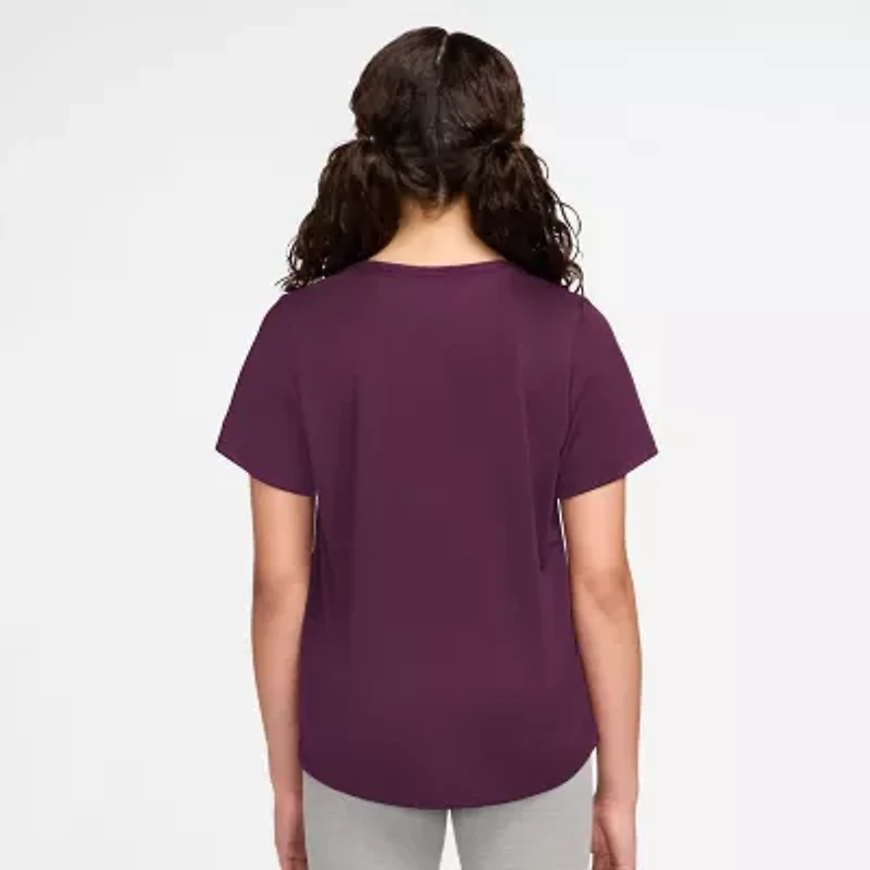 Nike Dri-Fit One Big Kid Girls Crew Neck Short Sleeve Regular Fit Graphic T-Shirt