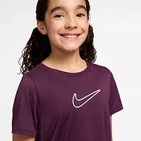 Nike Dri-Fit One Big Kid Girls Crew Neck Short Sleeve Regular Fit Graphic T-Shirt