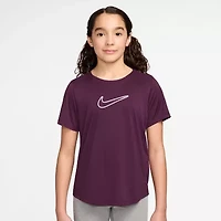 Nike Dri-Fit One Big Kid Girls Crew Neck Short Sleeve Regular Fit Graphic T-Shirt